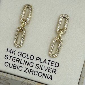 14K Gold Plated Sterling Silver Cubic Zirconia Earrings